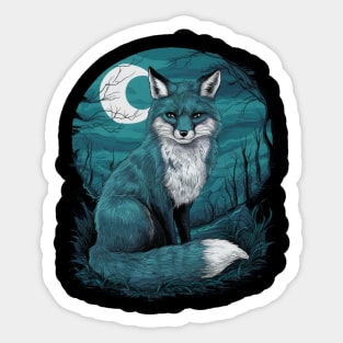 Gloomy Fox Japanese Art Print Sticker